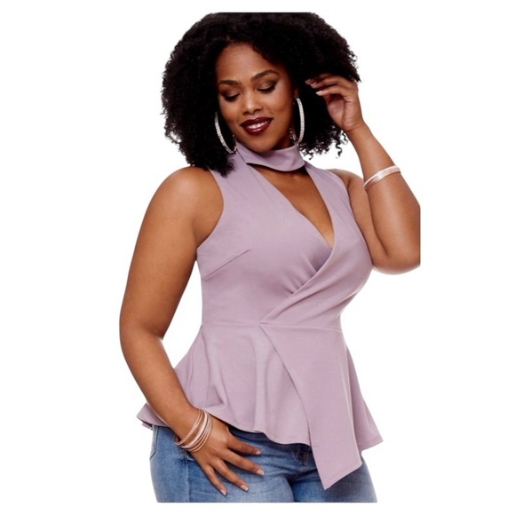 Fashion to figure Blouse Peplum Blouse Plus Size Lavender Size 2X - Picture 1 of 7
